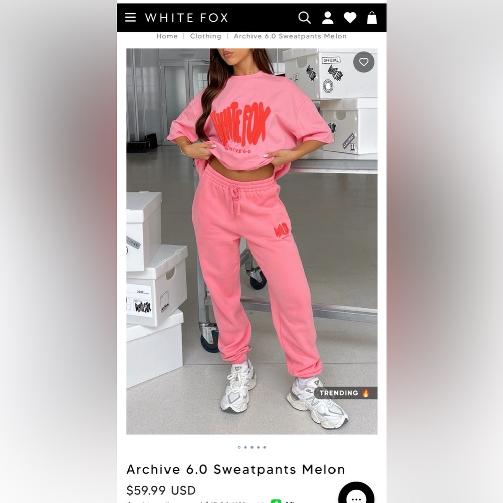 NWT! White Fox Archive 6.0 Sweatpants Melon Size Small